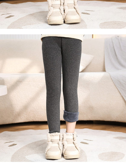 Winter Girls’ Fleece-Lined Thickened Trousers – Slim-Fit, Elastic Candy-Colored Pants to Keep Your Princess Cozy