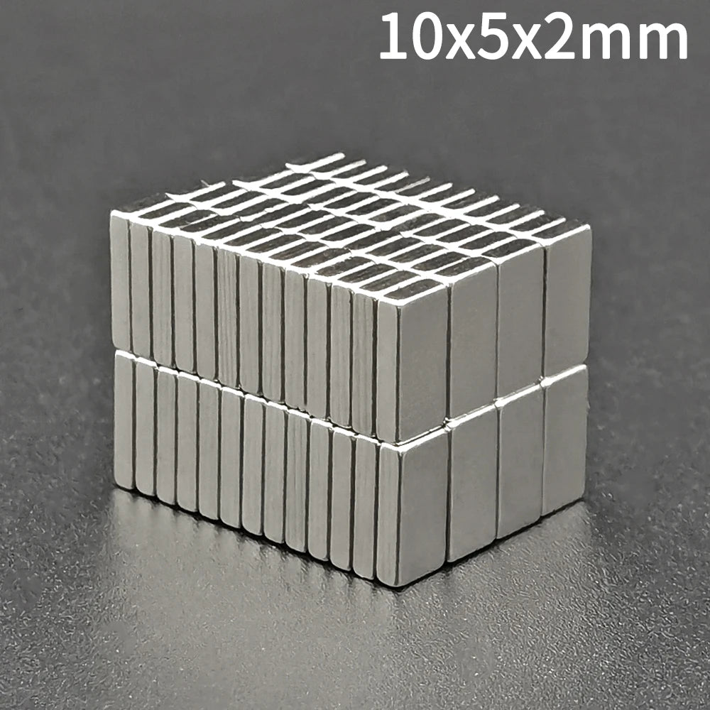 Super Powerful Neodymium Rectangular Magnet - 10x5x2 mm Small Block, 10mm x 5mm x 2mm NdFeB, Permanent Strong Magnetic (5-5000Pcs)