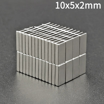 Super Powerful Neodymium Rectangular Magnet - 10x5x2 mm Small Block, 10mm x 5mm x 2mm NdFeB, Permanent Strong Magnetic (5-5000Pcs)