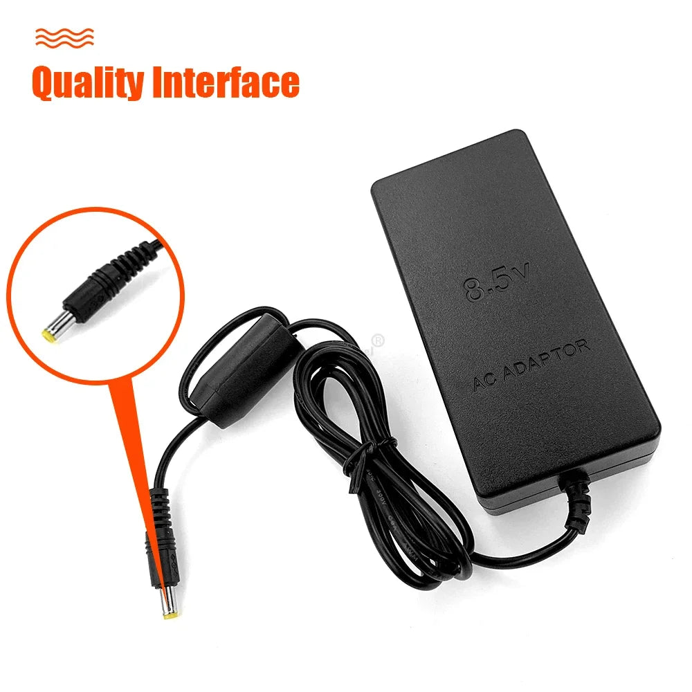 New Power Supply for PS2 Slim – Replacement AC Adapter Charger, 100-240V, DC 8.5V for 70000 Console (EU/US Plug)