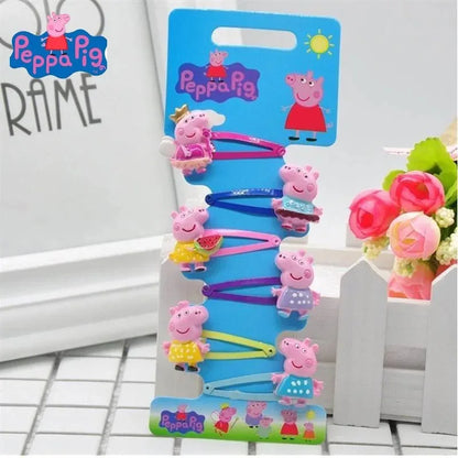 Peppa Pig Hairpins & Hair Rope Set – Kawaii Peppa Pig & George Bb Clips for Girls, Children’s Accessories for Students