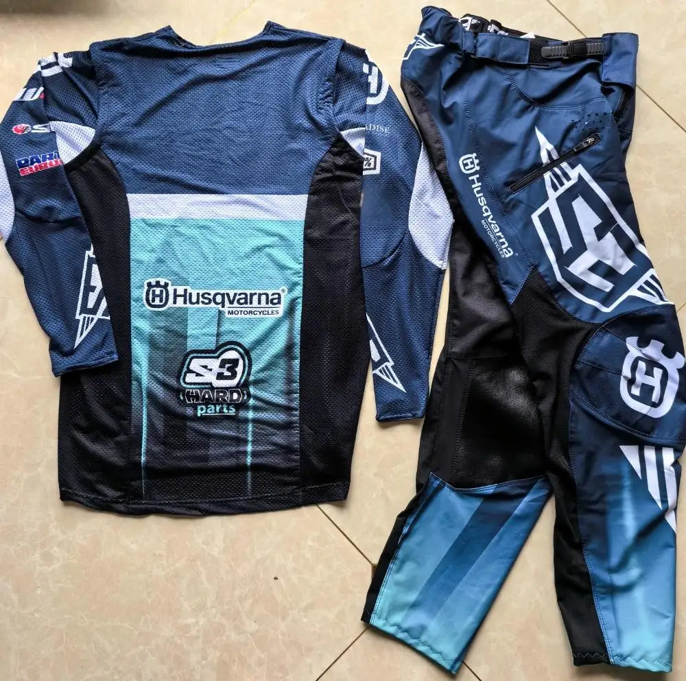 2025 Husqvarna Moto Gear Set – Black Off-Road Motocross Jersey & Pants Combo for MX Riding