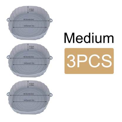 Reusable Air Fryer Silicone Pot & Baking Tray Set – 1/2/3PCS Silicone Basket for Pizza, Fried Chicken & Grill