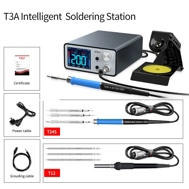 AIXUN T3A T3B Intelligent Soldering Station - T115/T210/T245/T12 Rework Station for PCB & BGA Soldering Tools