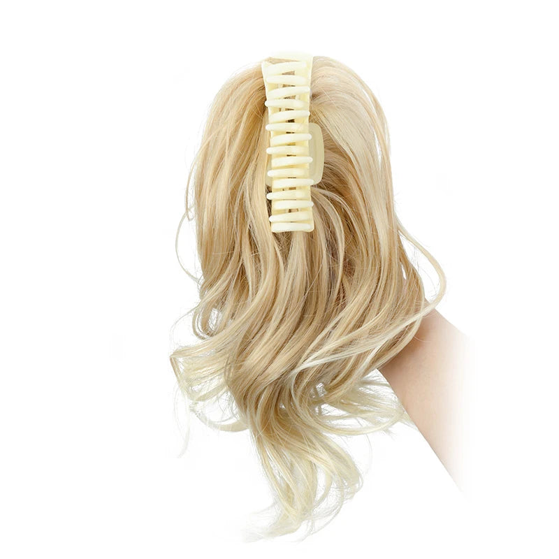 Synthetic 12-Inch Curly Claw Clip Ponytail – Short Ponytail Extensions for Women, Black Brown Blonde Hairpiece
