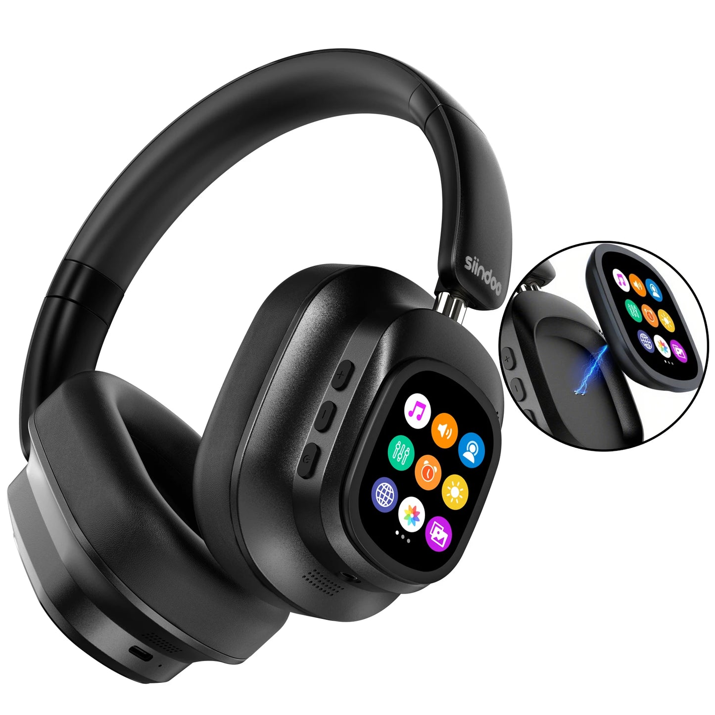 Siindoo JH-ANC930Plus Hybrid Wireless Headphones – Active Noise Cancelling with Multi Magnetic Touch Control & LED Display