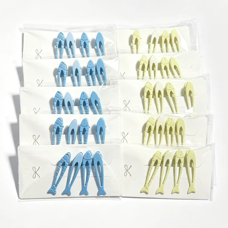 Cute Fish Hair Clips Set - 4PCS Blue & Yellow Elegant Side Hairpins for Women & Girls Fashion Accessories