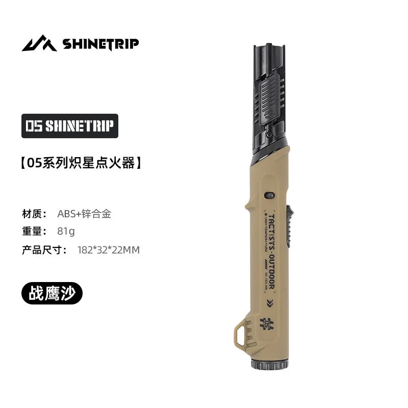 Foldable Nozzle Outdoor Gas Lighter - Windproof Dark Blue Flame with Safety Lock for Camping
