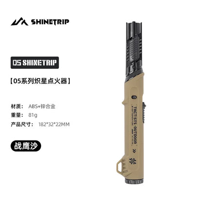 Foldable Nozzle Outdoor Gas Lighter - Windproof Dark Blue Flame with Safety Lock for Camping
