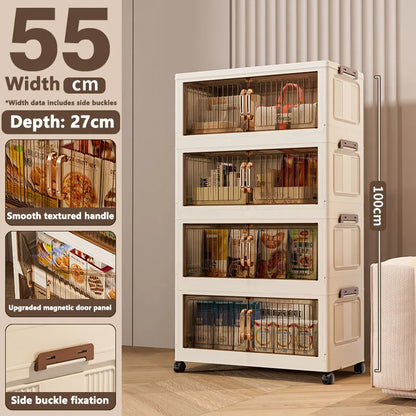 Installation-Free Foldable Storage Cabinet – Plastic Organizer for Kids’ Clothes & Snacks