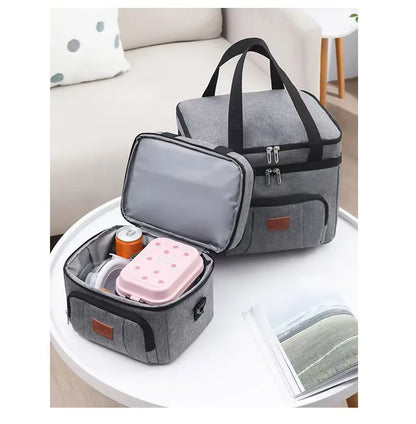 Multifunctional Double-Layer Tote Cooler Bag – Large Capacity Travel and Picnic Lunch Box with Shoulder Strap for Men and Women