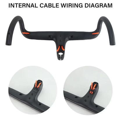 ULLICYC T1 Carbon Fiber Road Bike Handlebar - Integrated Internal Cable Routing Cockpit with Mount Spacers 360–380mm