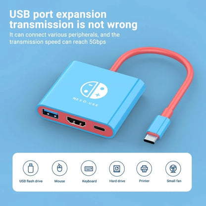 Portable Nintendo Switch Docking Station – Type-C Hub with HDMI & USB 3.0 for Travel & Gaming