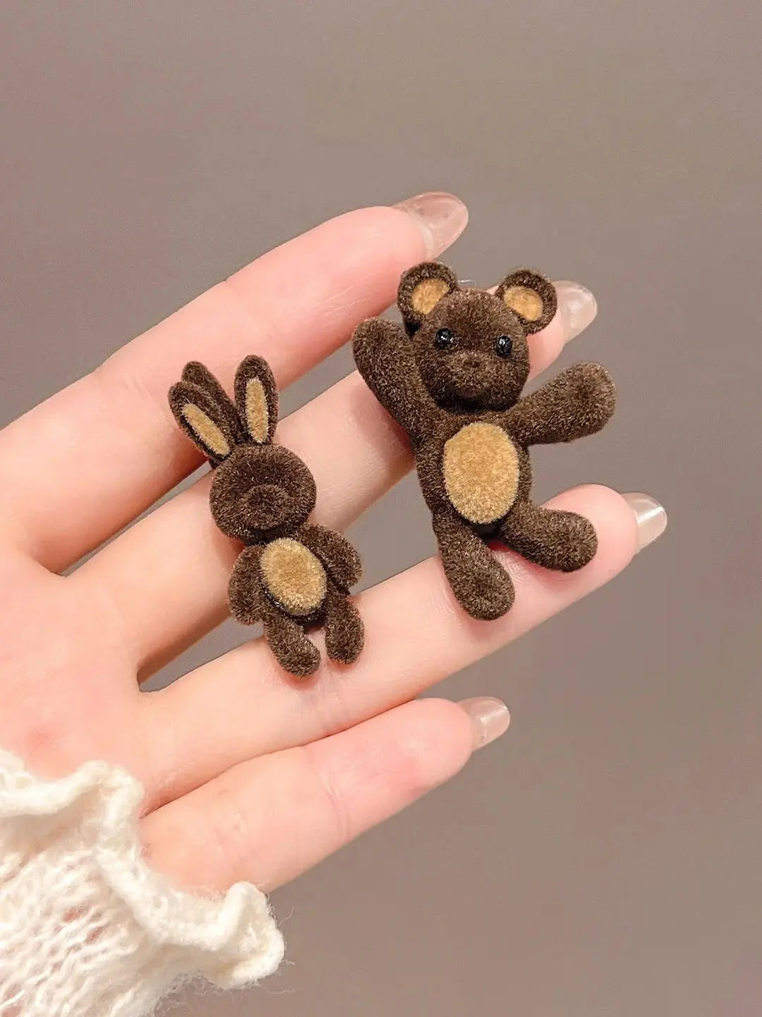 Cute Cartoon Bear & Rabbit Hair Clips - Adorable Animal-Shaped Side Duckbill Clips for Girls