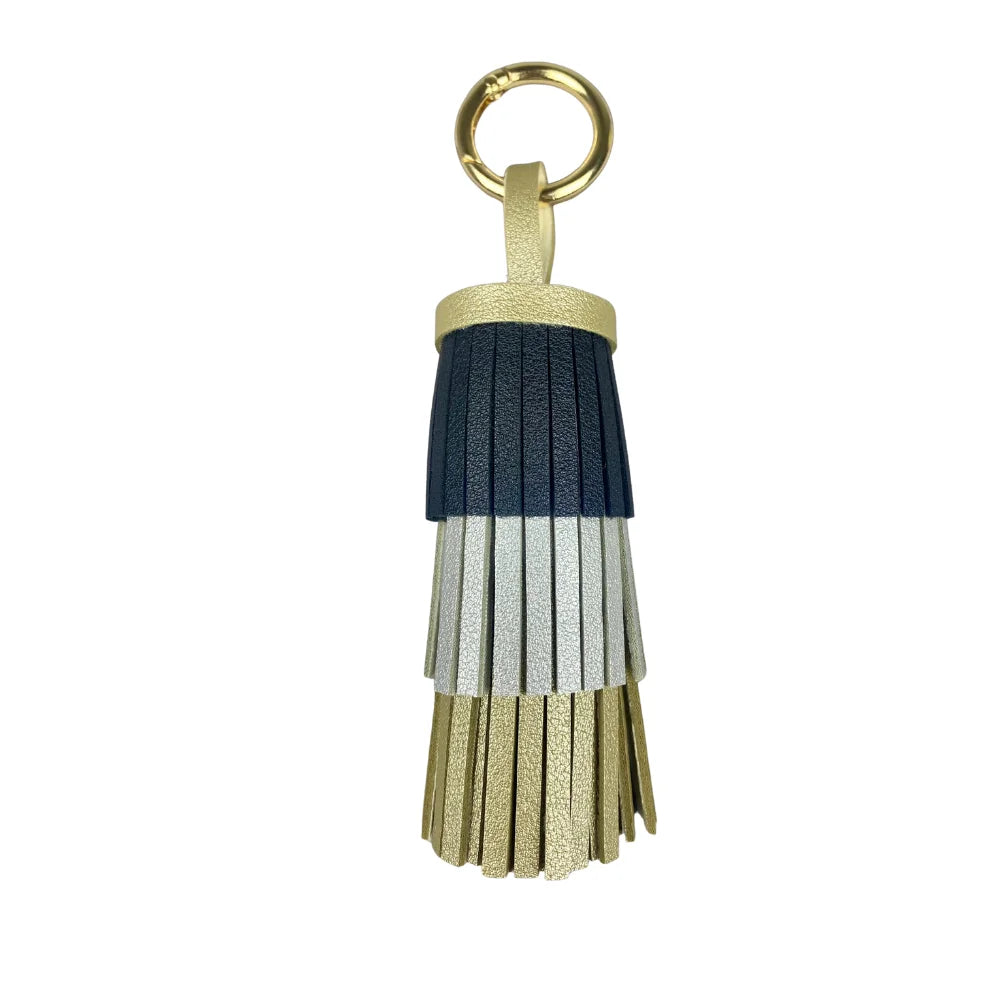 Bohemian Leather Tassel Charm - Thick Fringe Bag Accessory with Large Metal Ring