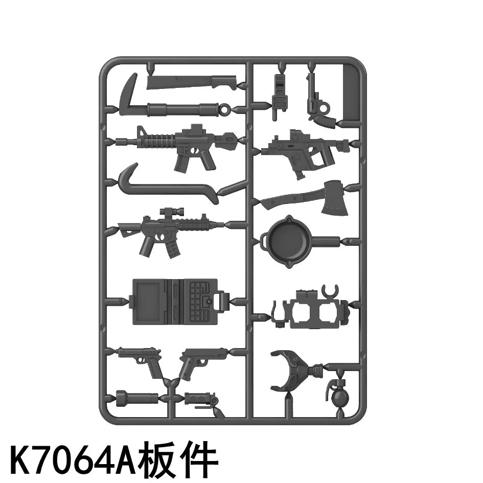 Military Building Blocks Soldier Set - Tactical Weapons Figures with Gatling Gun, Rifle, Mortar & Accessories Toy Kit