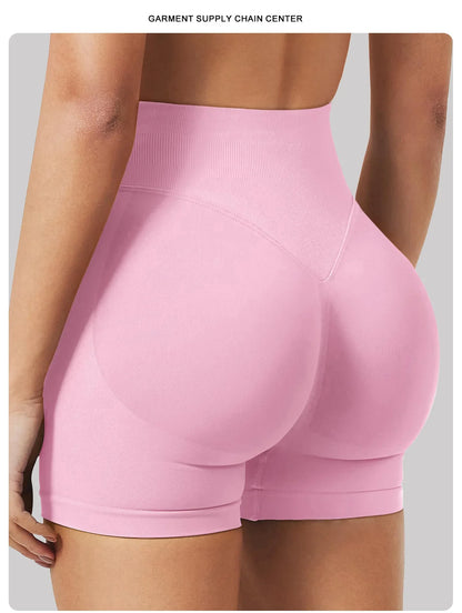 Women’s Summer Low-Waist Seamless Shorts – High-Stretch Gym, Yoga, Running & Cycling Shorts