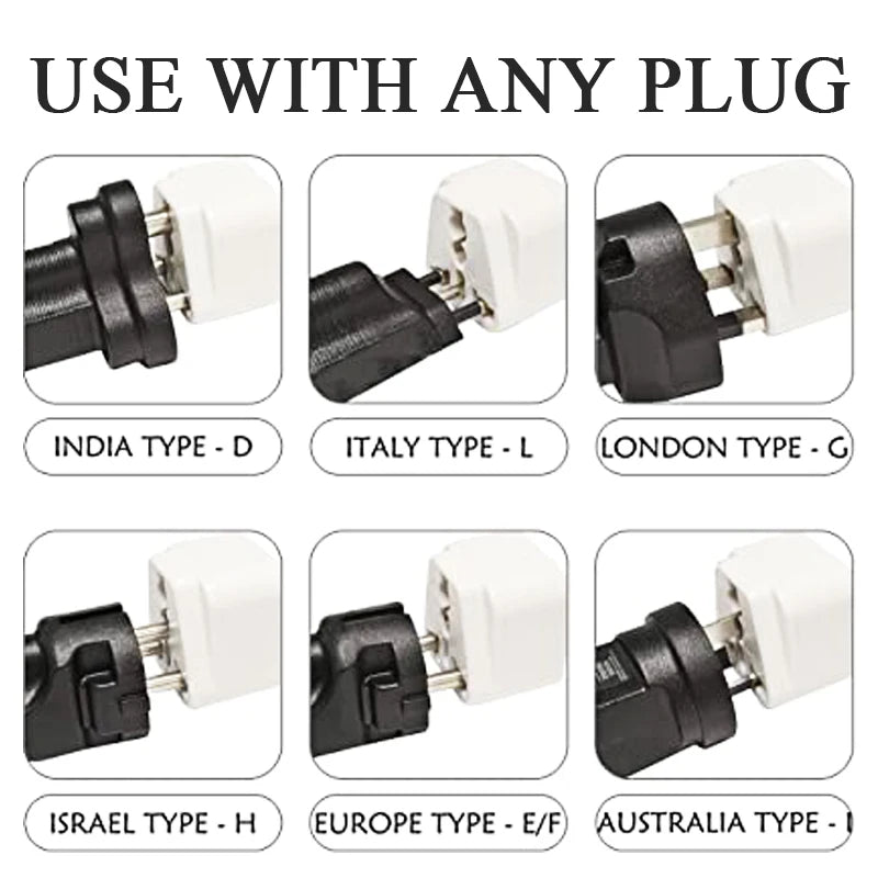 Universal 2-in-1 Plug Adapter – CN, US, UK, EU to AU Converter Socket for Australia & New Zealand Travel, 10A (White/Black)