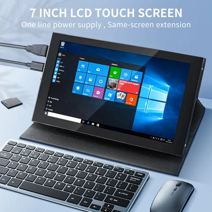7 Inch IPS LCD Touch Screen – Mini HDMI-Compatible Display for Raspberry Pi 5/4, Windows PC, Game Console with Case Holder
