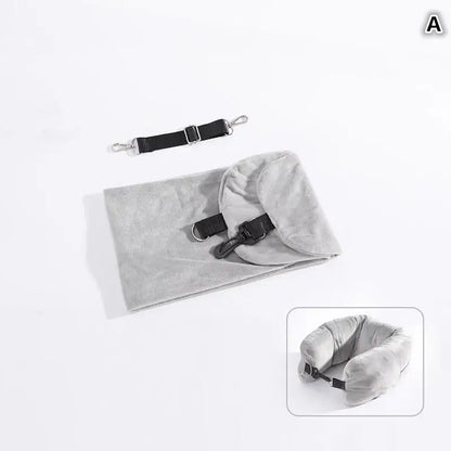 Travel U-Shaped Neck Pillow with Fillable Clothing Storage Bag – Crystal Fleece Pillowcase for Airplane & Comfort Travel Support