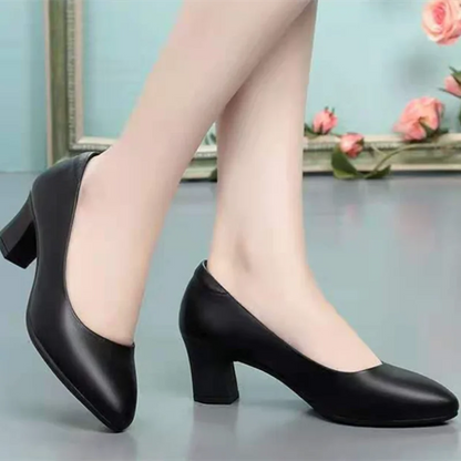 Cresfimix Women’s Pointed Toe Flat Shoes - Yellow PU Leather Casual Office Comfort Shoes