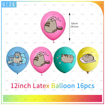 Cute Cat Birthday Party Decorations - Kawaii Balloon Set, Cake Toppers, Bunting Banner, and Party Backdrop Supplies