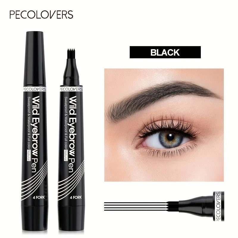 6-Color Waterproof Eyebrow Pen – 4-Split Tip Liquid Eyebrow Tattoo Pencil for Natural Long-Lasting Makeup & Definition