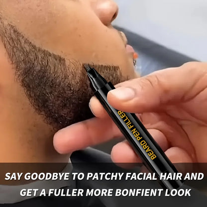 Waterproof Beard Filler Pen - Black Moustache & Beard Coloring Enhancer for Fuller-Looking Facial Hair