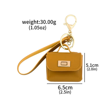 Mini PU Leather Bag Keychain - Openable Coin Purse Pendant with Hand Strap for Phone & Keys
