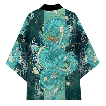 Anime Dragon Print Haori Kimono - Summer Cosplay Yukata Cardigan for Men & Women