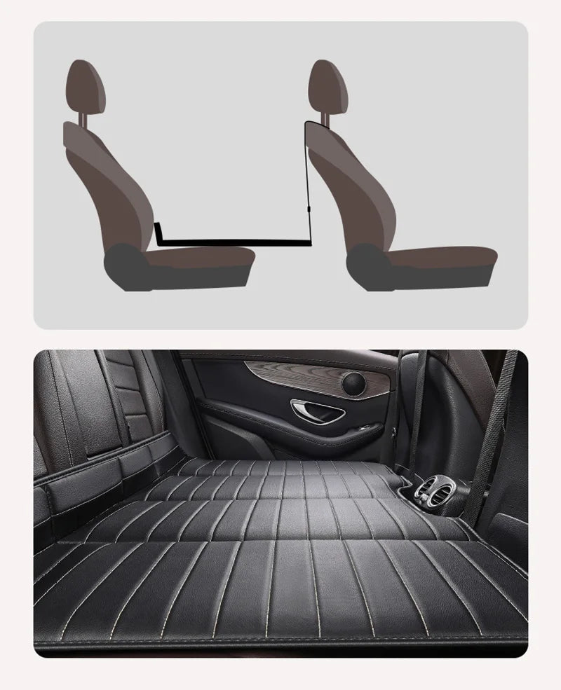 Foldable Car Travel Bed for Rear Seat – Wear-Resistant PU Sleeping Pad Mattress for SUV & Sedan Trips