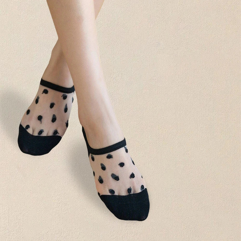 5 Pairs Women's Polka Dot Ankle Socks – Trendy, Breathable & Comfortable Casual Short Socks