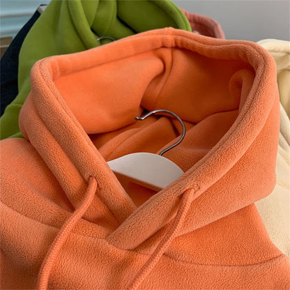 Women's Fleece Hoodie - Loose Long-Sleeve Pullover Sweatshirt for Autumn & Winter