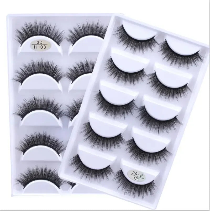 5 Pairs 3D Real Mink False Eyelashes – Soft Natural Look Eyelash Extensions for Makeup & Daily Wear