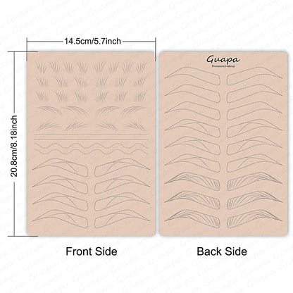 Silicone Practice Skin for Permanent Makeup — Double-Sided Latex Sheet with Brows Design for Hair Stroke Training