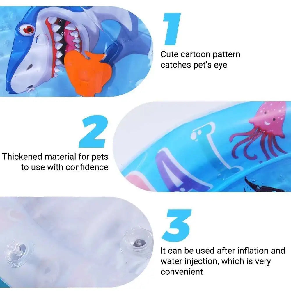 Cats & Dogs Inflatable Water Play Mat — Thickened Sensory Water Bed with Fish for Pet Interactive Fun