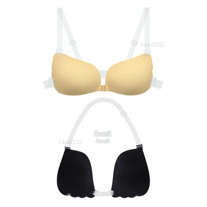 Adhesive Silicone Push-Up Bra - Invisible Backless Lingerie with Transparent Straps for Women