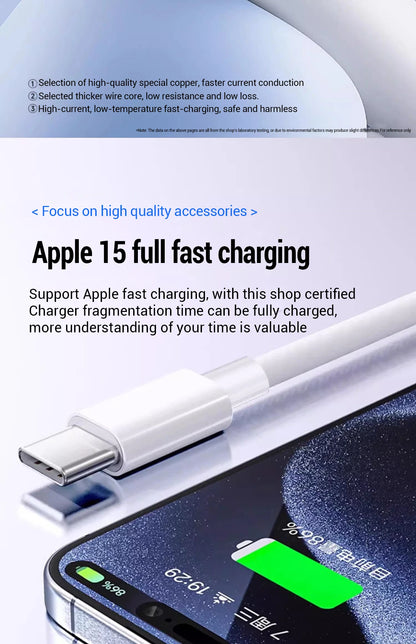 100W Fast Charging Cable – USB C for Apple iPhone 14-11 Pro Max, Plus, Mini, 1M/2M Data Cable, Quick Charge Phone Accessories