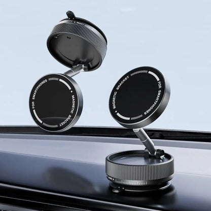 Vacuum Suction Magnetic Phone Holder – 360° Rotating Hands-Free Foldable Car & Smooth Surface Mount