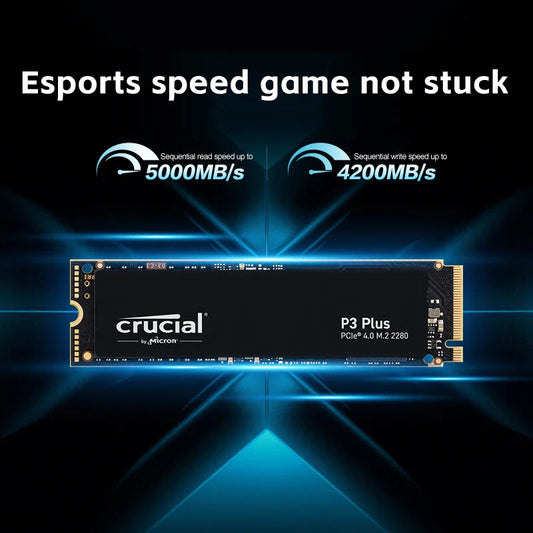 Crucial P3 Plus 1TB PCIe Gen4x4 NVMe M.2 SSD – 500GB, 1TB, 2TB, 5000MB/s Speed (OEM Package)