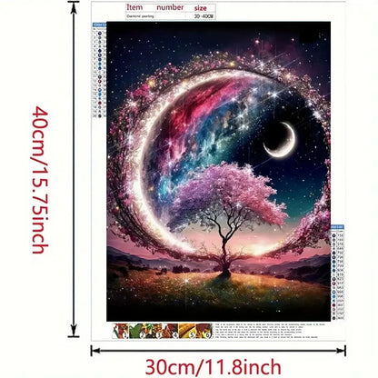 DIY Flower, Moon, and Round Diamond Painting Kit - Frameless Full Drill Diamond Art for Adults, Home Decor, and Creative Crafts