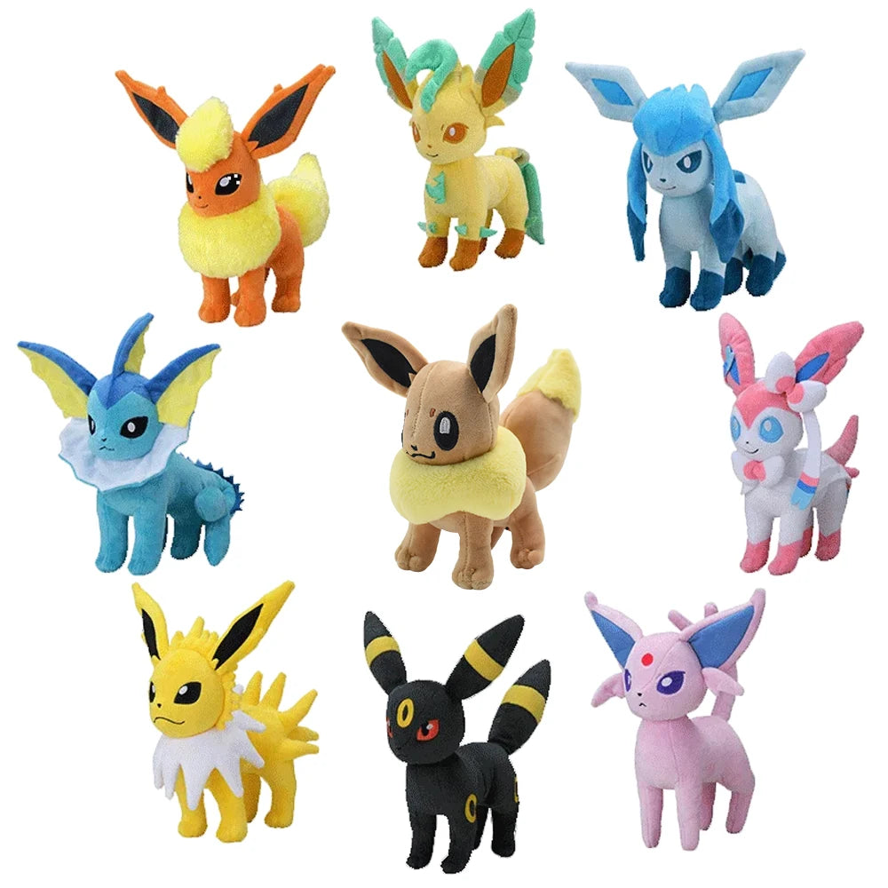 Pokémon Eevee Evolution Plush Toys - Soft Stuffed Animal Dolls Featuring Sylveon, Flareon, Jolteon, Umbreon, Vaporeon & Pikachu