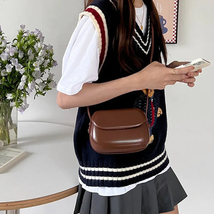 Mini PU Leather Flap Crossbody Bag: Simple Solid Shoulder Purse for Women - Stylish Designer Handbag Ideal for Girls and Ladies