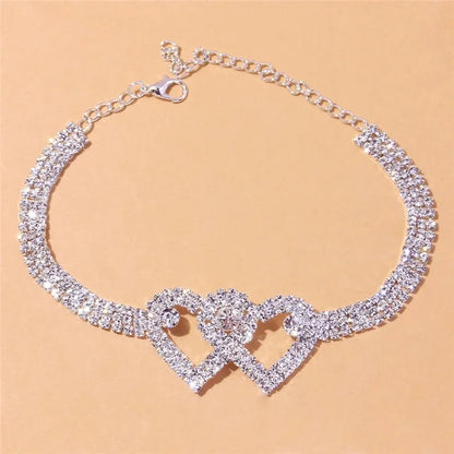 Shiny Cubic Zirconia Chain Anklet – Silver Tone Fashion Ankle Bracelet for Women, Barefoot Sandal Foot Jewelry
