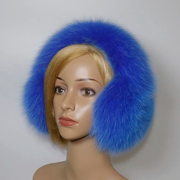 Real Fox & Raccoon Fur Earmuffs – Warm Winter Ear Warmer for Women and Girls, Plush Genuine Fur Accessory