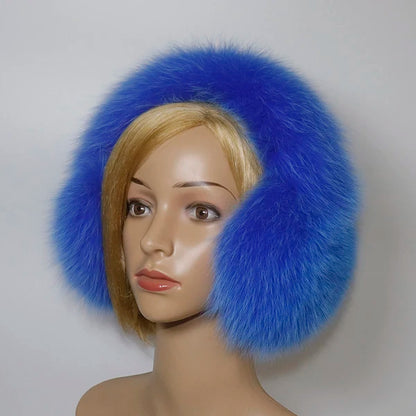 Real Fox & Raccoon Fur Earmuffs – Warm Winter Ear Warmer for Women and Girls, Plush Genuine Fur Accessory