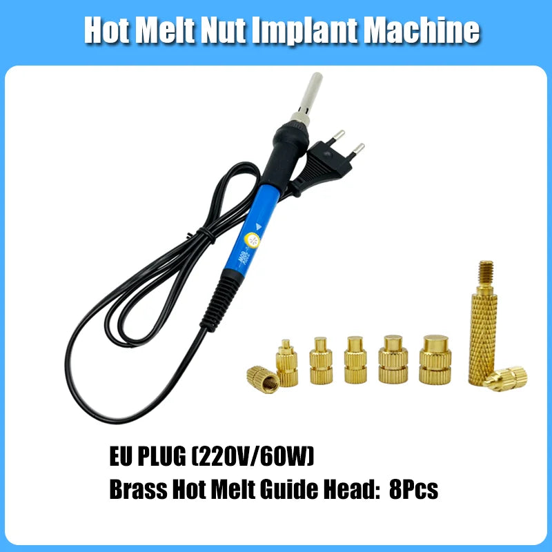 Heat Set Insert Kit for 3D Printing – M2–M6 Brass Threaded Nuts & Soldering Iron Tip for Plastic Insertion