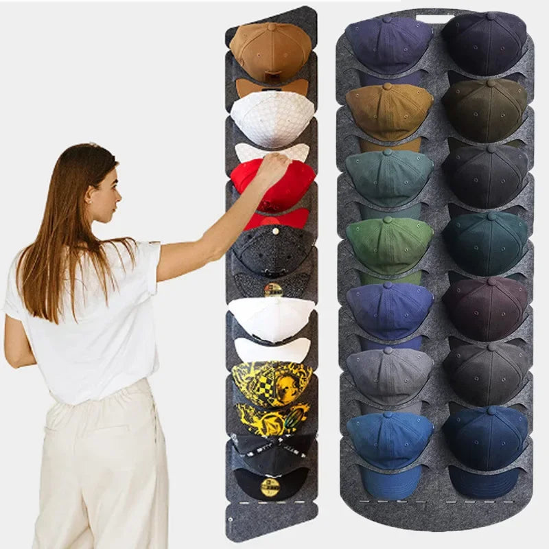 Felt Hat Storage Rack – Wall-Mount Cap Holder & Organizer for Baseball Hats