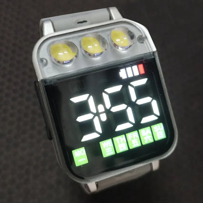 HAPPY DIAN Sports LED Digital Watch - USB Rechargeable Flashlight Wristwatch for Students & Men