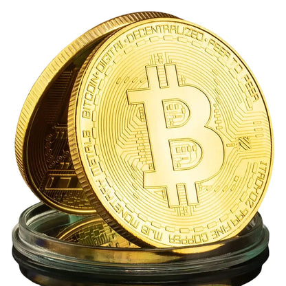 Casascius Bitcoin Commemorative Coin – Gold Plated BTC Metal Collector’s Edition with Protective Case